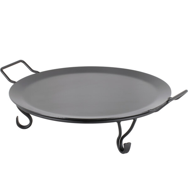 American Metalcraft GS18 18 Round Wrought Iron Griddle with Matching Stand