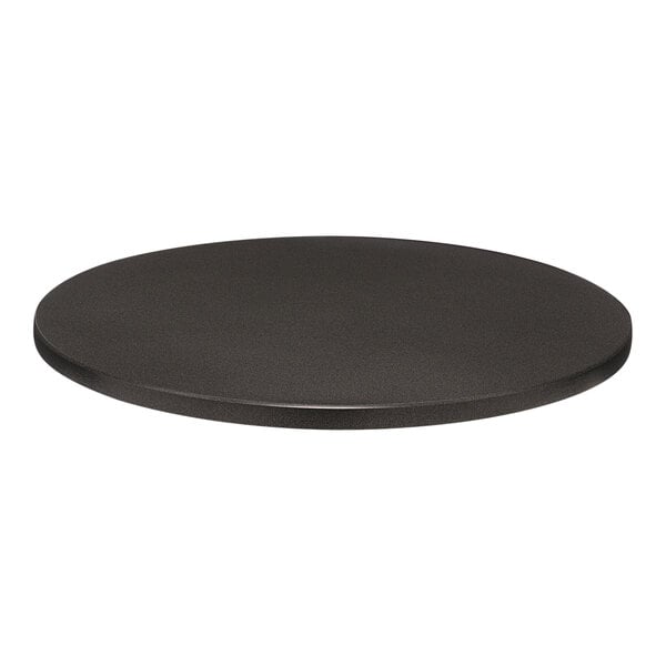 A Perfect Tables round gray table top with silver sparkle on a white background.