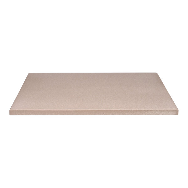 A beige rectangular Perfect Tables concrete table top.