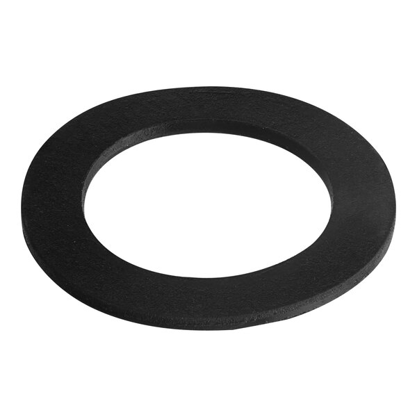 A black rubber washer with a black circle on a white background.