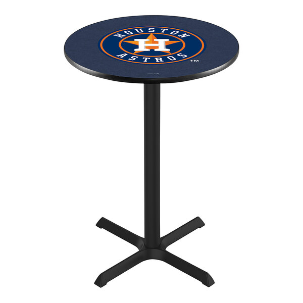 A blue round table top with a white star and "Houston Astros" text.
