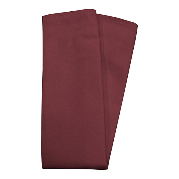 A folded burgundy Snap Drape cloth napkin.