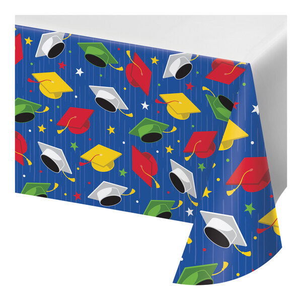 Creative Converting 54" x 102" Hats Off Grad Paper Tablecloth 12/Case