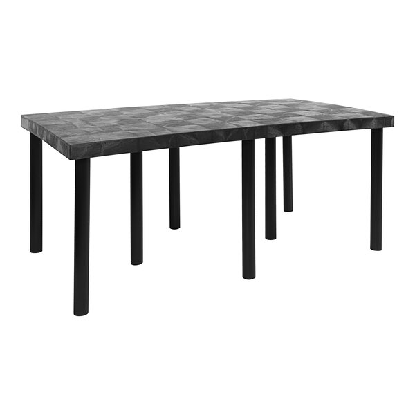 A black rectangular Benchmaster table with legs and a black top.