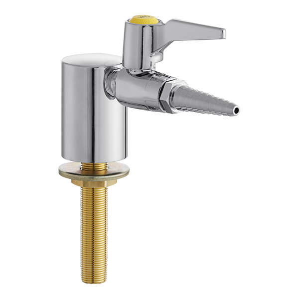 A silver and chrome Chicago Faucets laboratory turret with a yellow index button.
