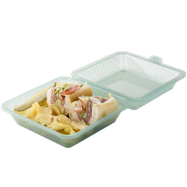 GET EC-10 9" x 9" x 3 1/2" Jade Green Customizable Reusable Eco-Takeouts Container - 12/Case