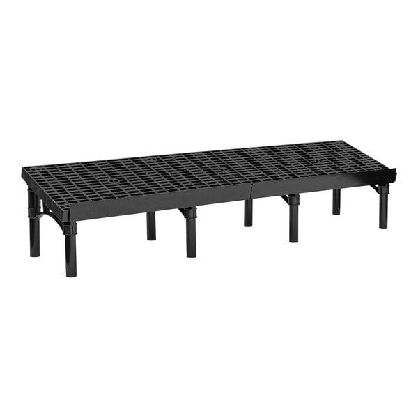 A black metal Benchmaster platform with a black grid top and legs.