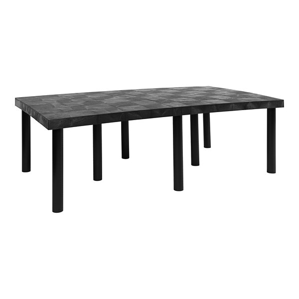 A black rectangular Benchmaster platform display table with legs.