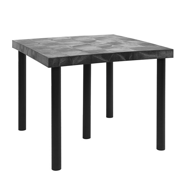 A black square Benchmaster table with black legs.