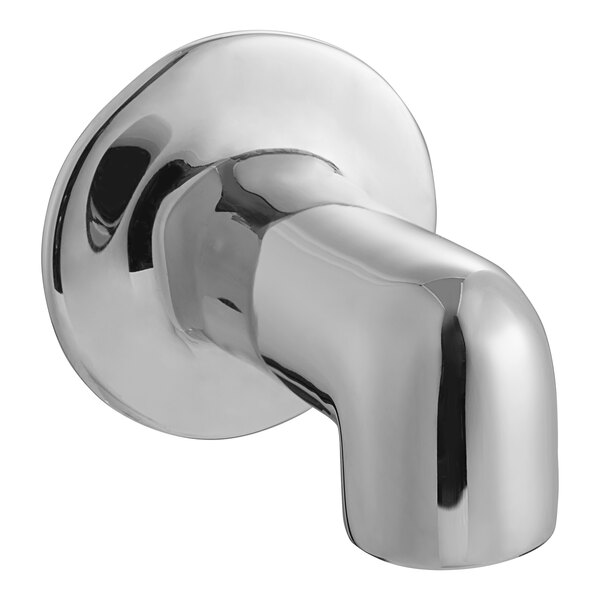 A Chicago Faucets chrome wall flange with round handle.