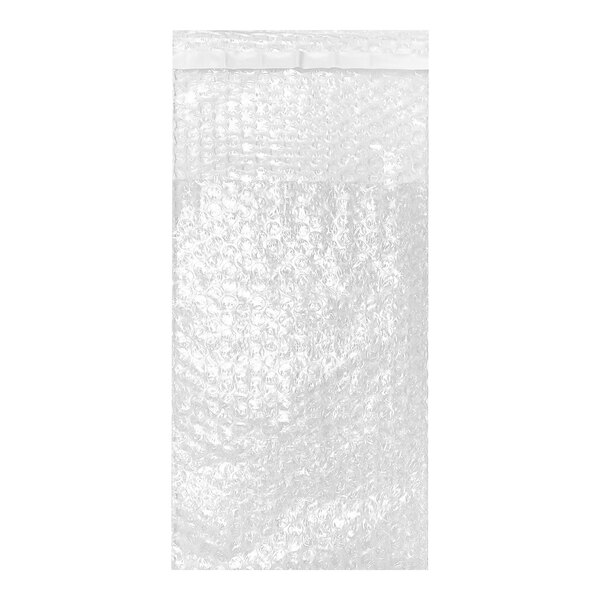 A clear plastic Lavex bubble bag with a white surface.