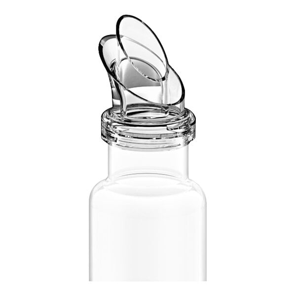 A clear plastic bottle with a clear lid.