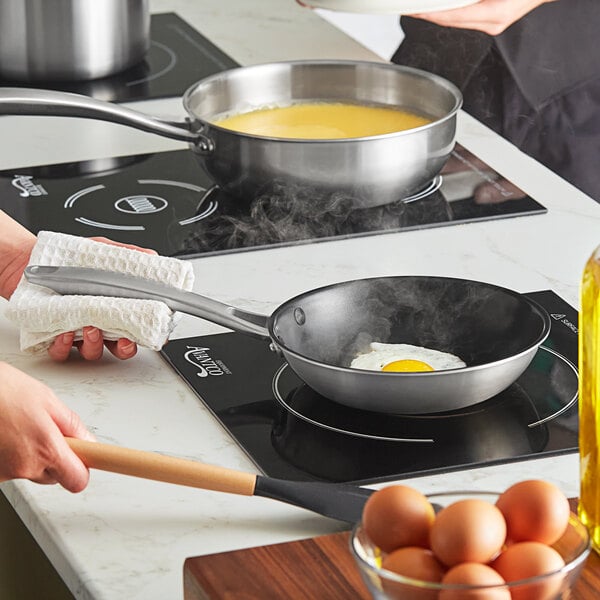 Vigor SS1 Series 16 Stainless Steel Fry Pan with Aluminum-Clad Bottom and  Helper Handle