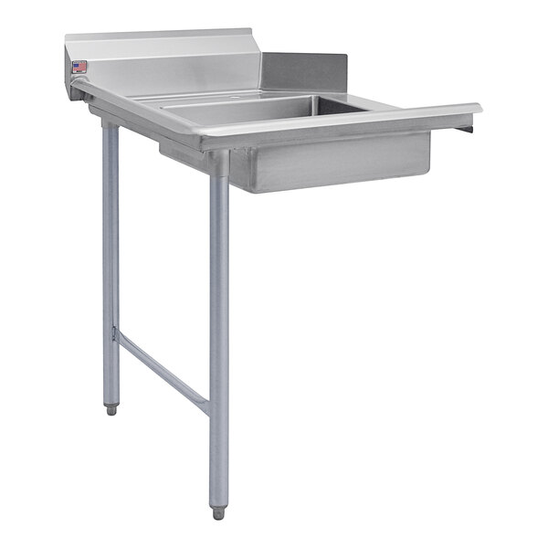 A 30" stainless steel Eagle Group dishtable with a left side drain.