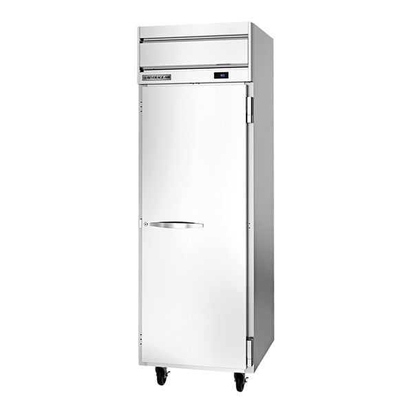 A Beverage-Air white reach-in warming cabinet with a white door and silver handle.
