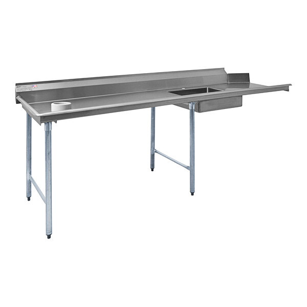 A stainless steel Eagle Group dishtable with a left side soil dish table.