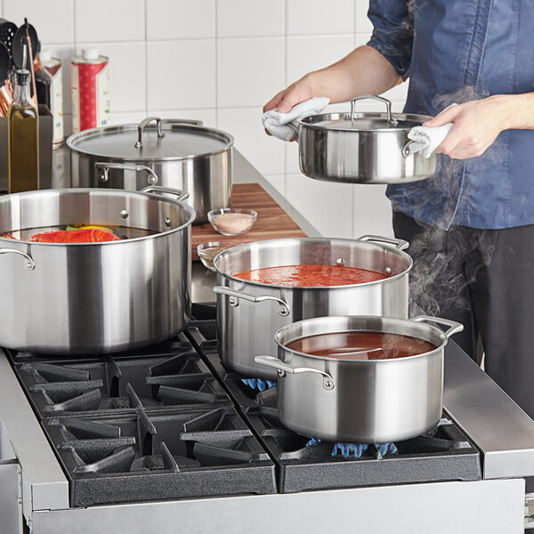 Vigor SS3 Series 8 Qt. TriPly Stainless Steel Stock Pot with Cover