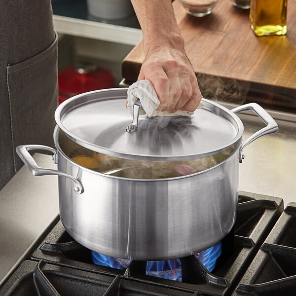 Vigor SS3 Series 6 Qt. Tri-Ply Stainless Steel Stock Pot with Cover