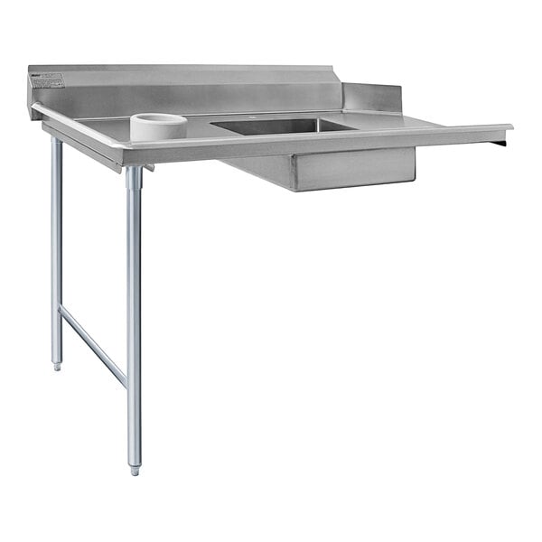 An Eagle Group stainless steel dishtable with a sink on the left.