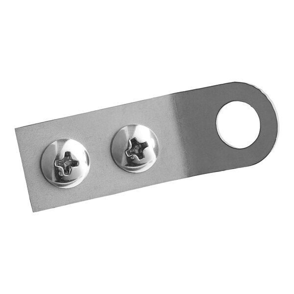 An Avantco silver metal meat scraper seat with screws.