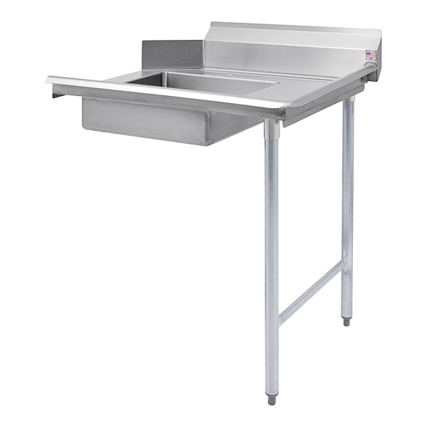 A Eagle Group stainless steel dishtable with a right side sink and stand.