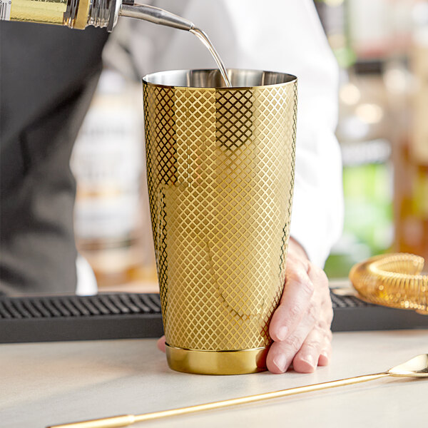 Barfly® 28 oz. Gold Full Size Diamond Lattice Cocktail Shaker M37199GD