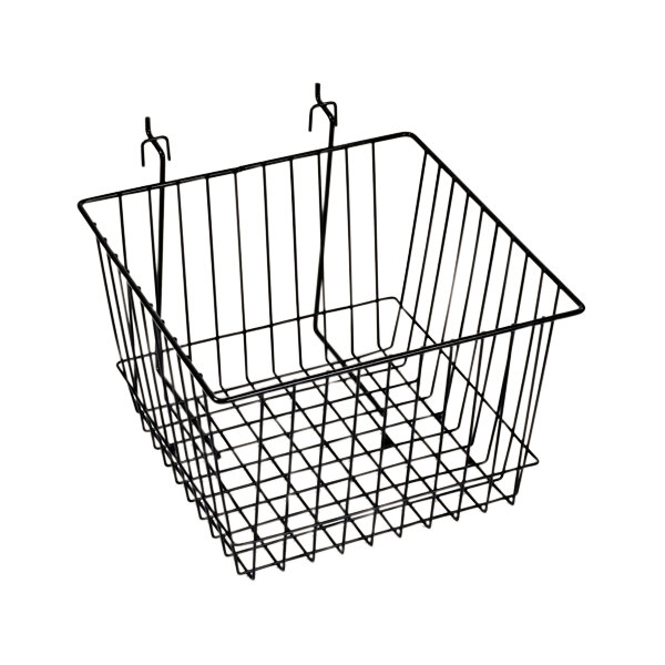 12" x 12" x 8" Black MultiPurpose Grid Basket for Slatwall Merchandisers