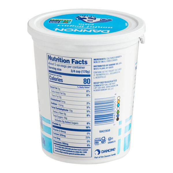Dannon NonFat Plain Yogurt 32 oz. 6/Case