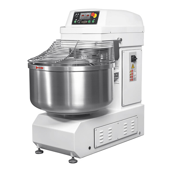 A Eurodib spiral dough mixer with a stainless steel bowl.