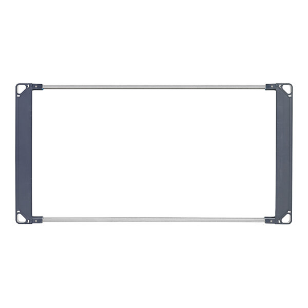A rectangular metal frame with metal corners.