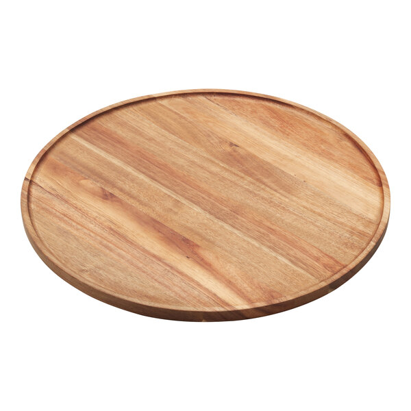 An American Metalcraft round acacia wood serving board.