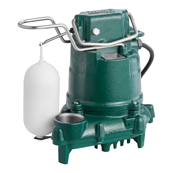 A green and white Zoeller M53 automatic submersible pump.