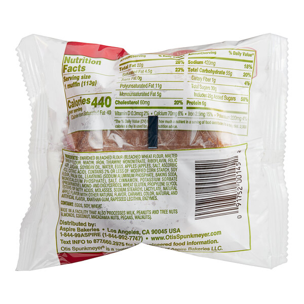 Otis Spunkmeyer Individually Wrapped Apple Cinnamon Muffin 4 oz. 24/Case