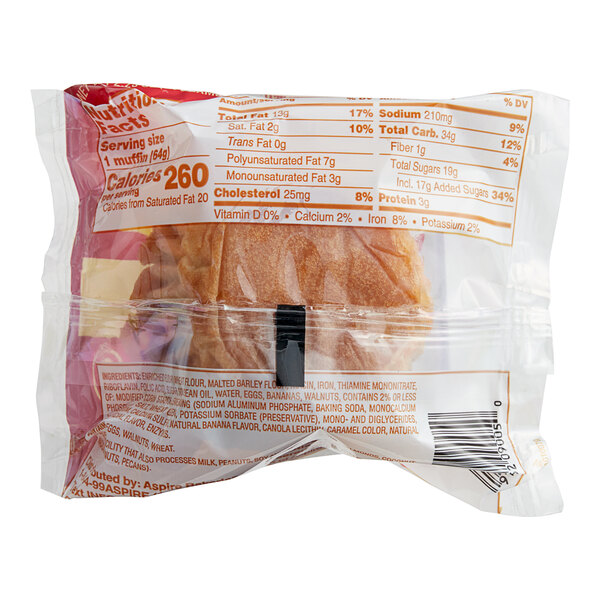 Otis Spunkmeyer Individually Wrapped Banana Nut Muffin 2.25 oz. 96/Case