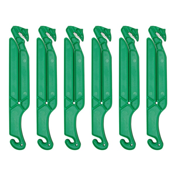 A Frontline Bag Cutter and Squeegee set with green plastic tools and green handles.
