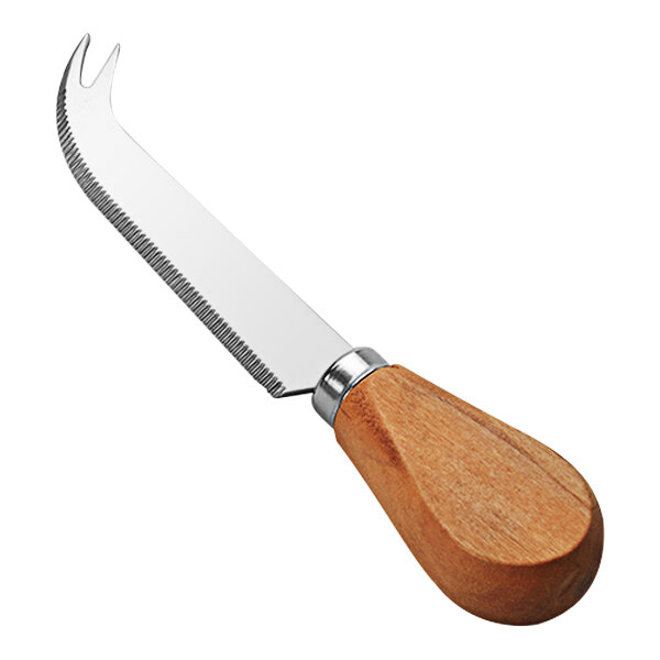 An American Metalcraft cheese knife with a wooden handle.