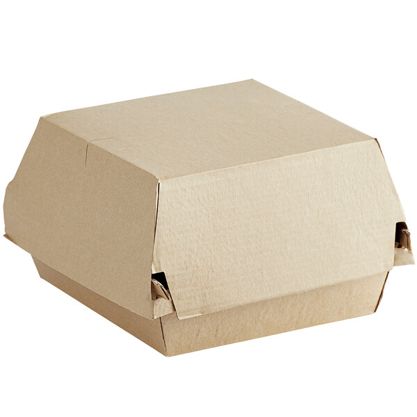 Sabert 4" Square Corrugated Kraft Clamshell TakeOut Box 400/Case