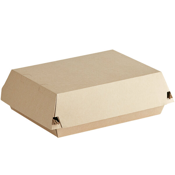 Sabert 8" x 6" Rectangular Corrugated Kraft Clamshell TakeOut Box 190/Case