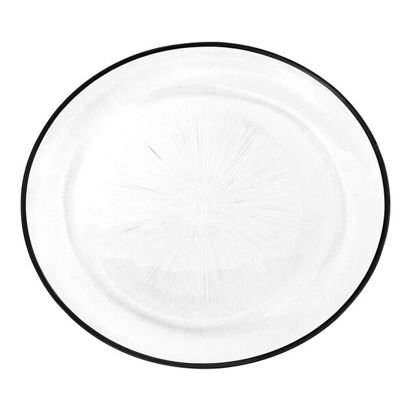 American Atelier 13" Round Elite Black Rim Glass Charger Plate by Jay Companies 12/Pack