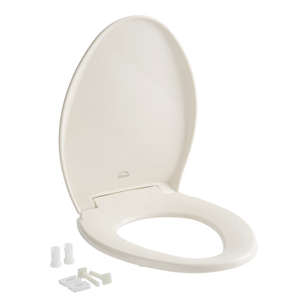 Bemis Affinity 1200E4B 006 Bone Elongated Plastic Toilet Seat with STA