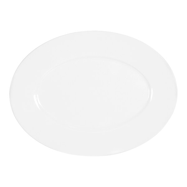 A white oval plate with a white border.