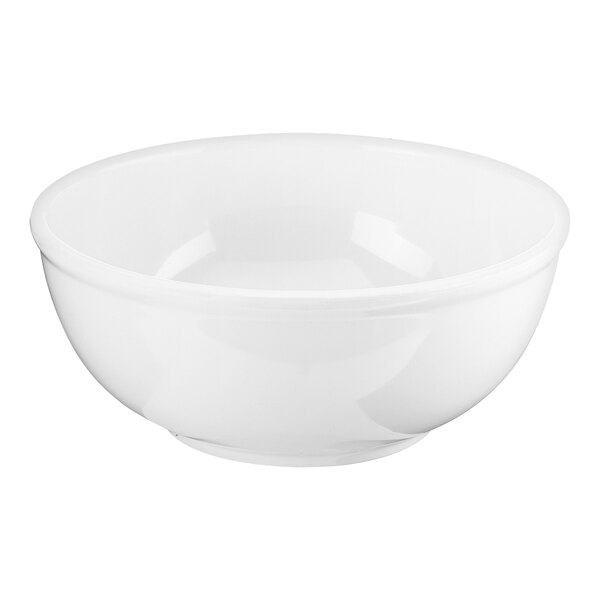 A Cal-Mil white melamine bowl.