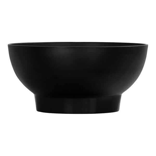 A black Cal-Mil melamine bowl.