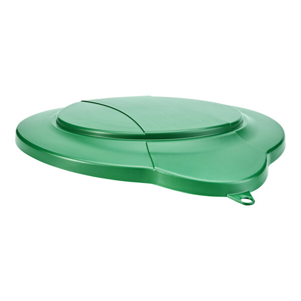 A green plastic Vikan lid with a hole in the middle.