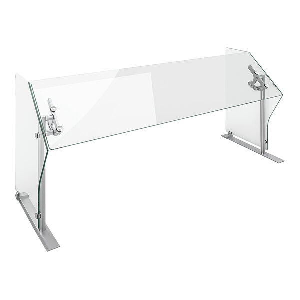 A glass table with a silver base for a Spring USA Versa-Gard FreeStyle end panel.