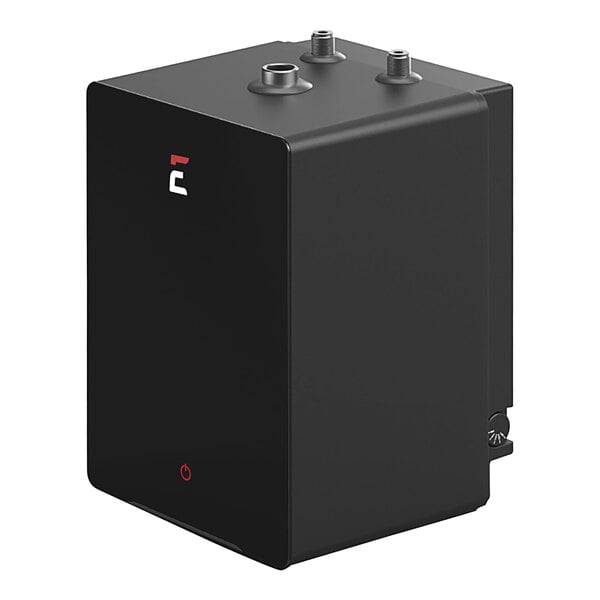 A black Eccotemp SmartHome mini-tank water heater with red buttons and a switch.