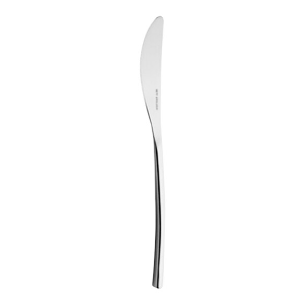 A Hepp by Bauscher stainless steel table knife with a black handle and silver blade.