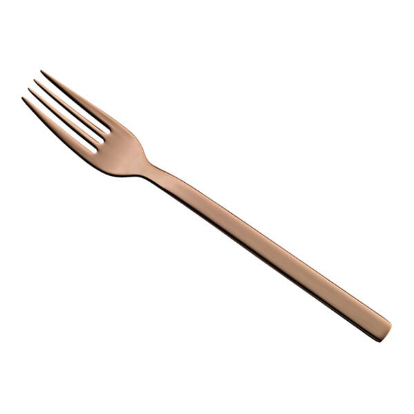 A WMF Unic Copper stainless steel dessert fork with a copper handle.