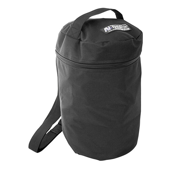 An AmpliVox black carrying bag with a strap.