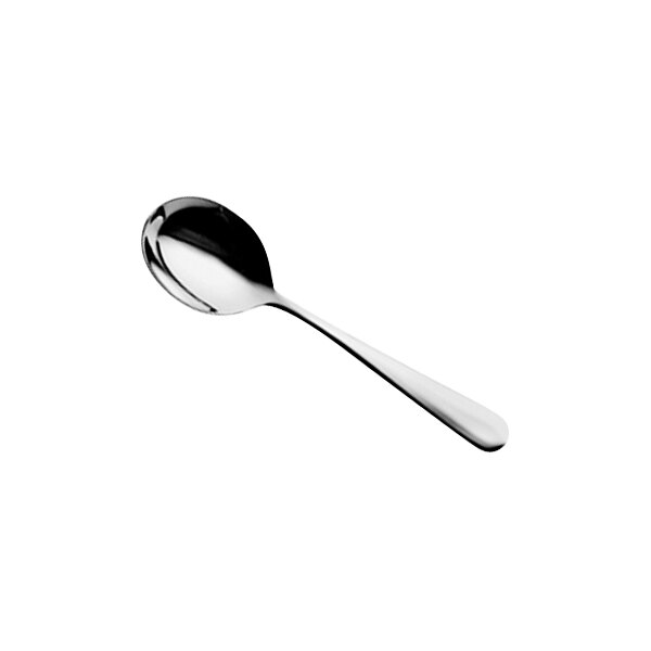 A close-up of a Hepp by Bauscher Carlton stainless steel serving spoon with a silver handle.